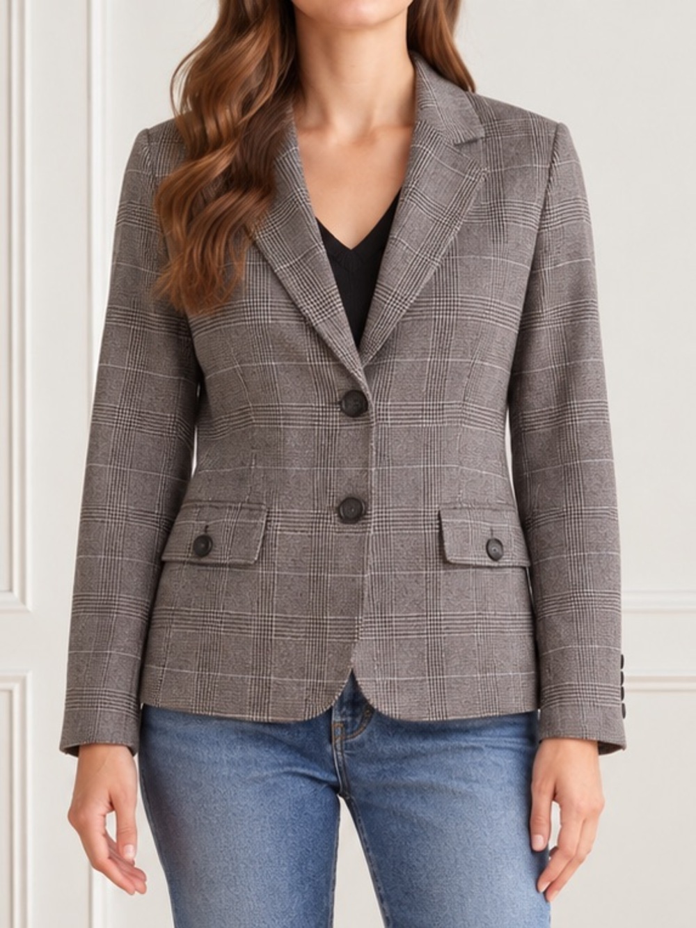 Pendleton Blazer Women’s Sz 8 Gray Glen Plaid Virgin Wool Preppy Academia Jacket